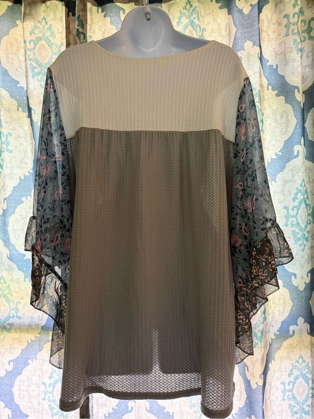 New Boho Tunic Waffle Texture Blouse XXL nwot bohemian Cottagecore - Picture 5 of 10